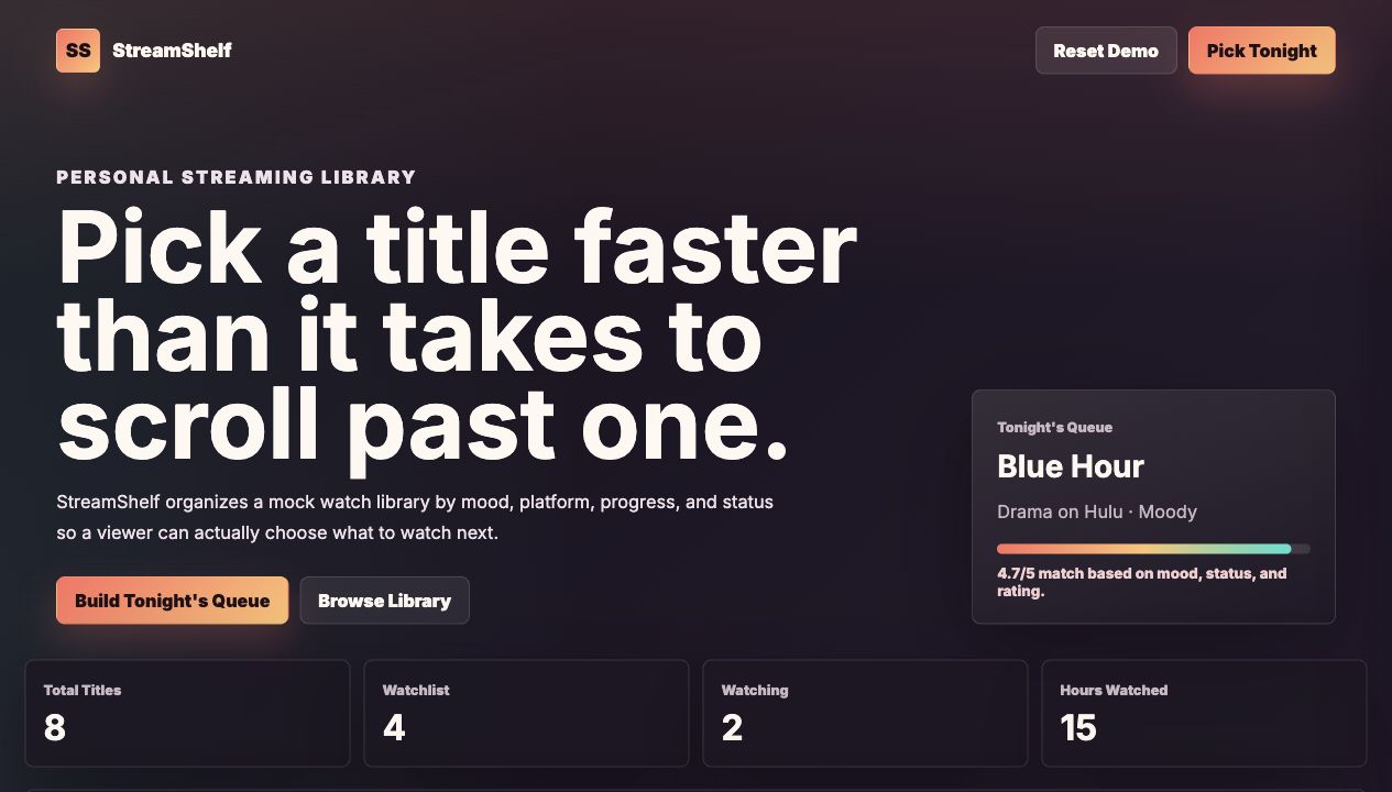 StreamShelf media tracker screenshot